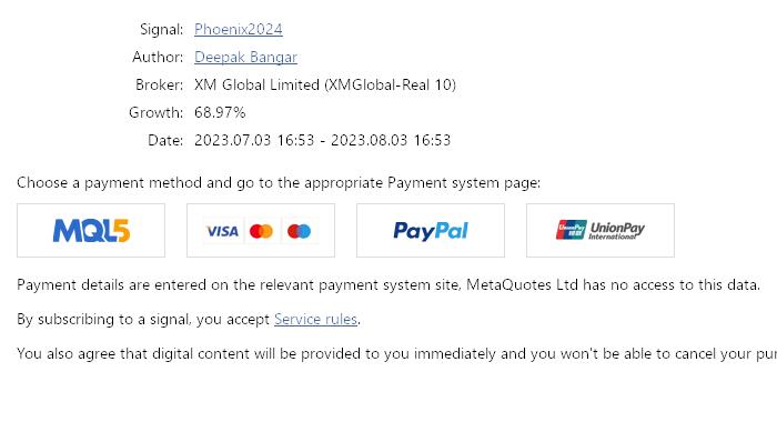 weeklizm.com XMTrading Phoenix2024取引シグナルを購読（Subscribe）する クレジット/デビットカードで決済する